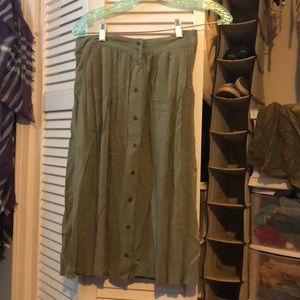 Army green midi skirt